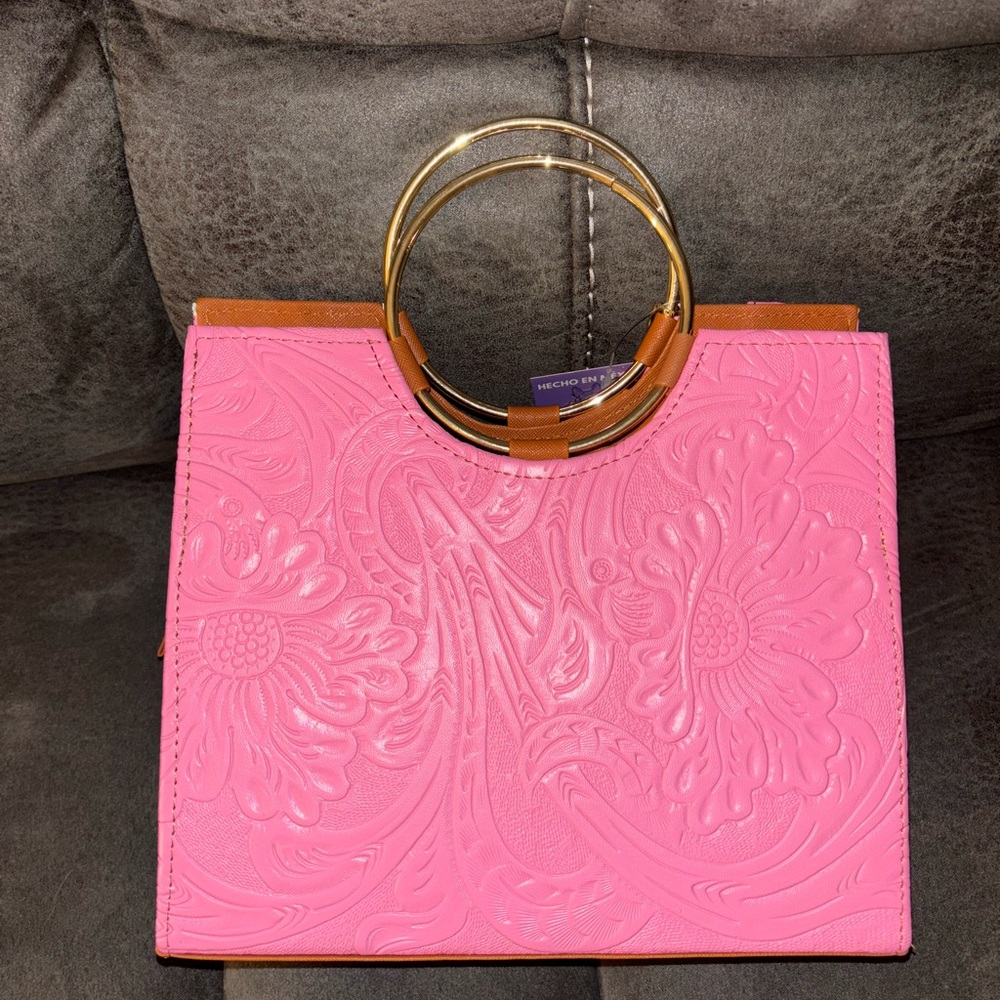 Pink Embossed Handbag - Picture 2 of 5